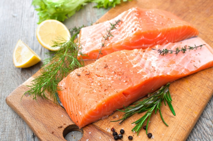 salmon fish fillet with fresh herbs