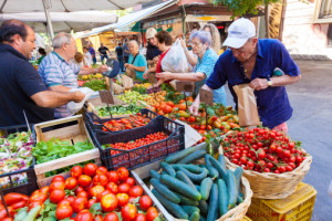 Fresh vegetables in famous outdoor market in Rome