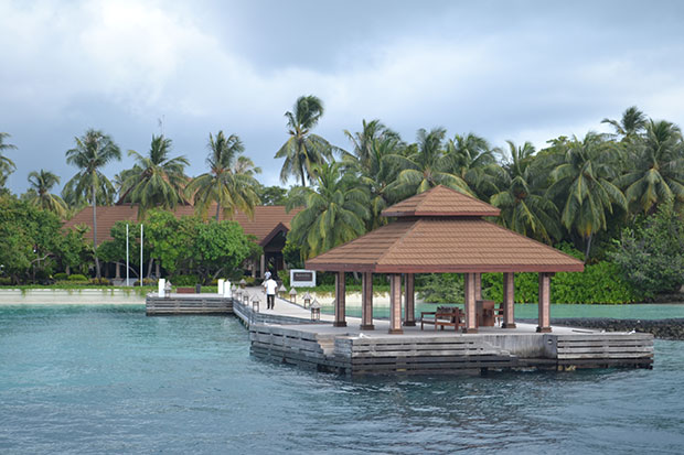 Getting ready to dock at the Kurumba Resort.