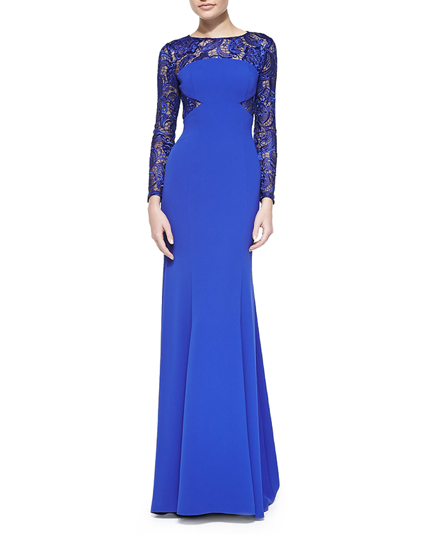 GET THE LOOK: ML Monique Lhuilier, Long Sleeve Lace Illusion Gown, $598 > 