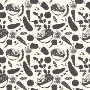 Seamless pattern with silhouettes of vegetables