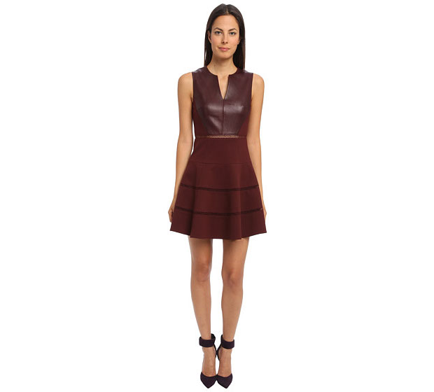  GET THE LOOK: Tibi, Leather Ponte Sleeveless V-Neck Dress, SALE $486.99 > 