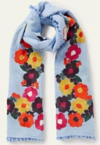 Embroidered Pompom Scarf