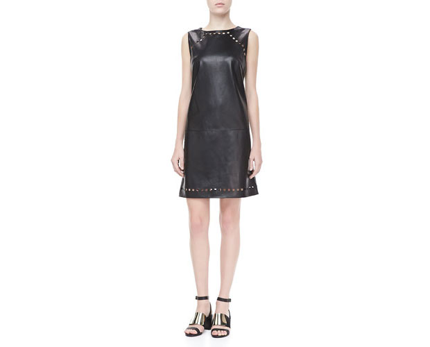 GET THE LOOK: Escada, Dot Cutout Leather Dress, SALE $866 > 