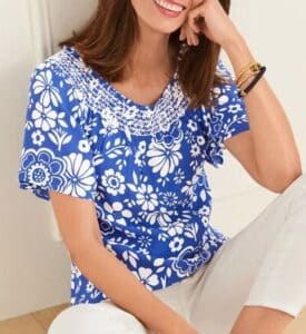 Floating Floral Smocked Top