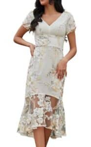 Floral Embroidered Cocktail Dress