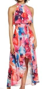 Floral Halter Neck Popover High/Low Dress