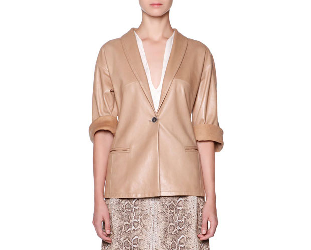 GET THE LOOK: Giorgio Armani, Lambskin One-Button Jacket, $6,100 > 
