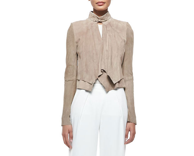 GET THE LOOK: Halston, Heritage Cropped Suede Overlay Jacket, $995 > 
