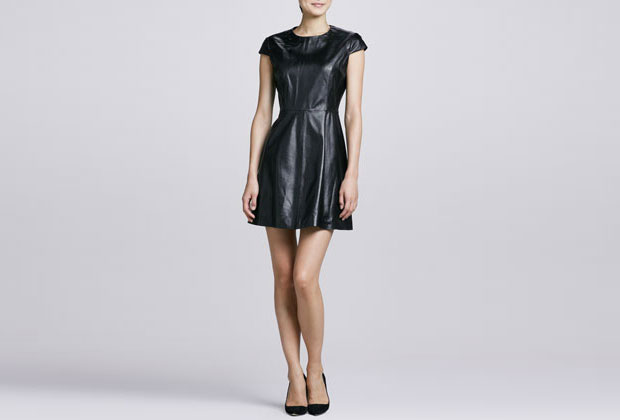 GET THE LOOK: Neiman Marcus, Leather Fit and Flare Dress, SALE $89.86>