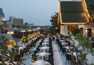 Mandarin Oriental Terrace overlooking the river.