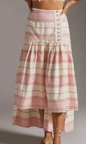A-line Striped High Low Skirt