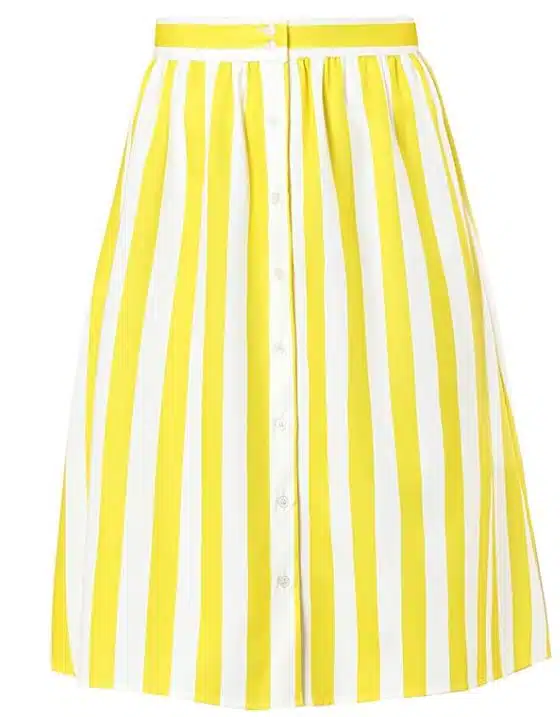 Allegra K Women's Striped Button Front Elastic Back Waist A-Line Midi Skirt