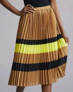 Maeve Pleated Stripe Midi Skirt