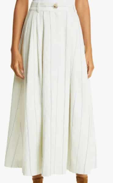 Stripe Cotton & Linen A-Line Skirt