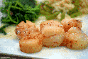 Seared Scallops pairs well with South American red wine