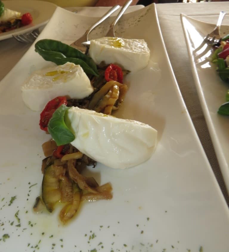 Burrata atop Zucchini Matchsticks