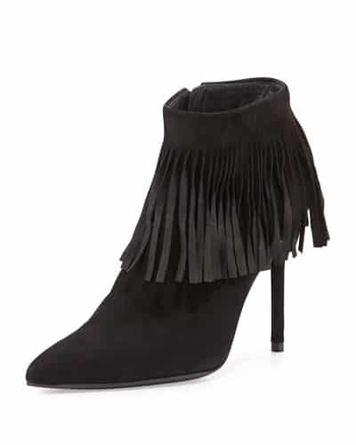 Pointed Toe Fringed Bootie