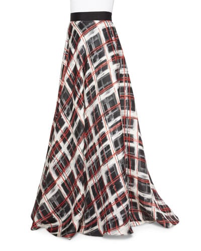 Plaid Satin Skirt