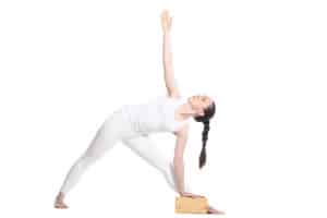 Yoga Utthita Trikonasana Pose With Props