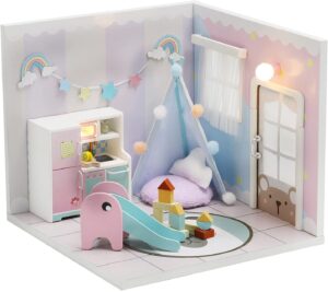 HETOMI DIY Dollhouse Miniature Kit with Furniture