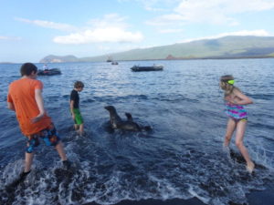 Playing on a Galapagos beach