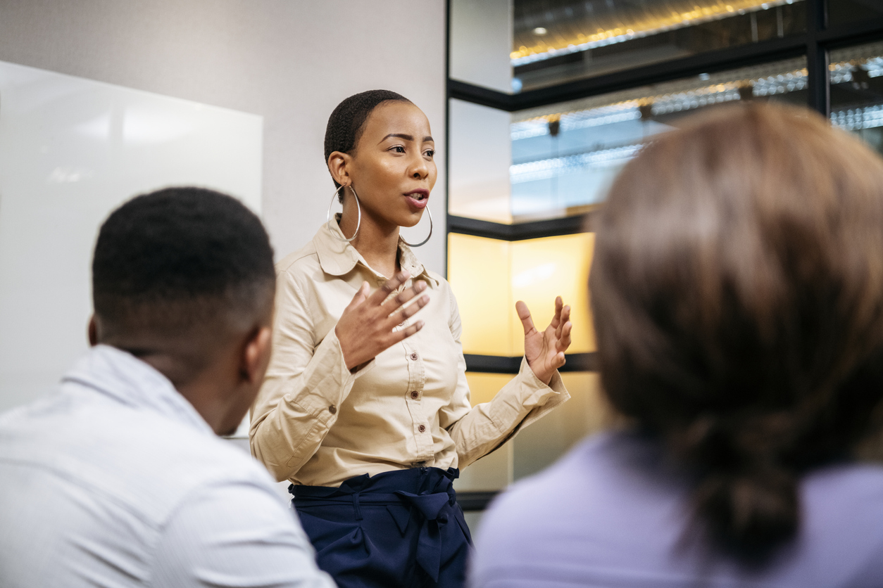 Woman in charge, boss lady, woman in conference room