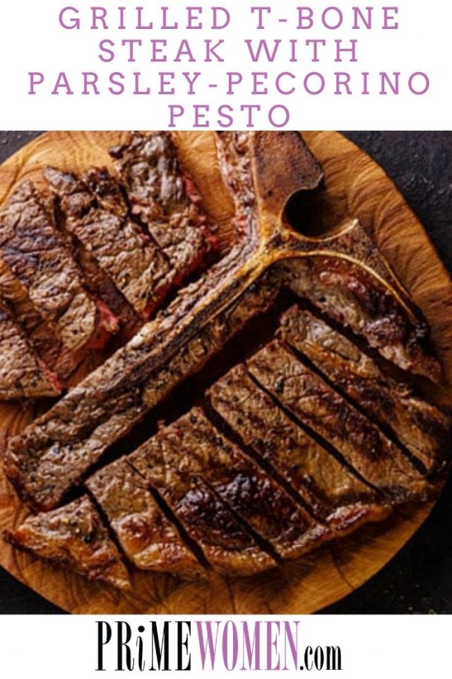 Grilled T-Bone Steak with Parsley-Pecorino Pesto Recipe