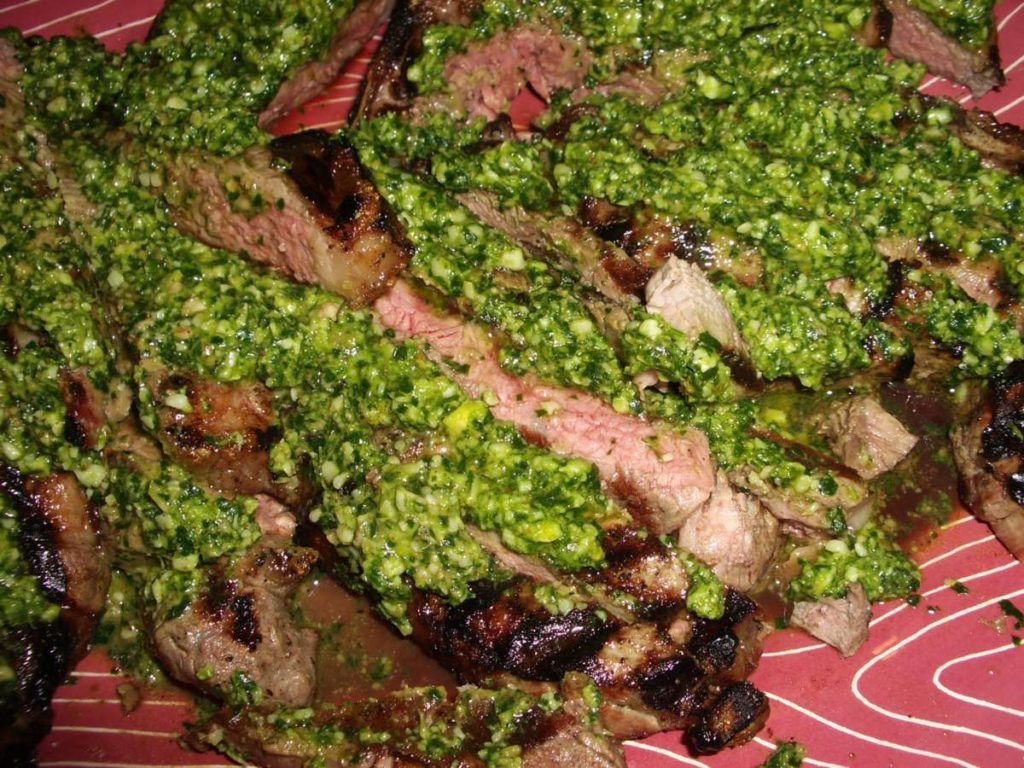 Meat T-Bone Steak with Parsley Parmigiano Pesto