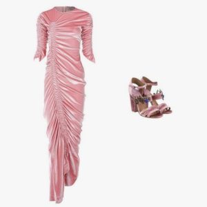 Preen by Thornton Bregazzi dress; Laurence Dacade Malena velvet sandal