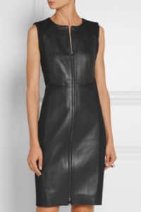 Karl Lagerfeld Leather and Stretch-Ponte Mini Dress