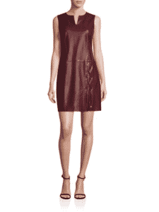 Shelli Segal Faux Leather Lace-Up Shift Dress