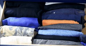 clothes folded vertically