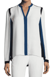 Elie Tahari Layne Long-Sleeve Colorblocked Silk Blouse