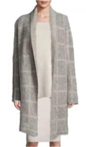 Eileen Fisher Windowpane-Check Shawl-Collar Coat