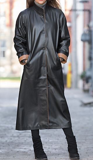 Vickie Full-Length Lambskin Leather Coat