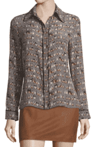 Alice + Olivia Alfie Long-Sleeve Silk Owl Blouse