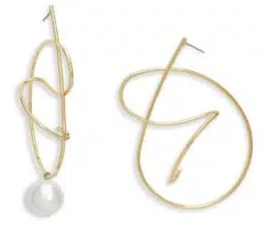 Asymmetric Mismatched Imitation Pearl Statement Earrings