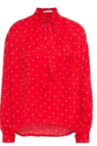Lipia tie-neck polka-dot satin-jacquard blouse