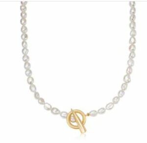 Missoma Baroque Pearl Claw T-Bar Necklace