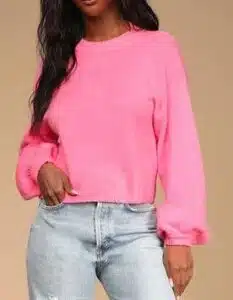 Pink Balloon Sleeve Sweater Top