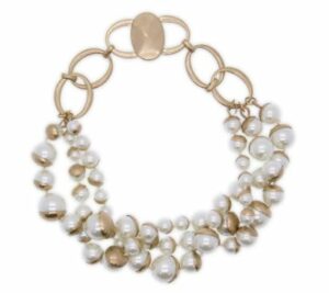 Collier superposé en fausses perles en demi-lune Saachi