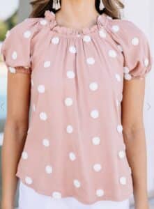 Want Your Love Sienna Pink Polka Dot Blouse