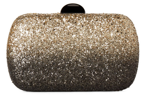 Sondra Roberts Ombre Black Gold Glitter Clutch