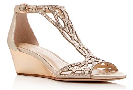 Vince Camuto Metallic Rhinestone Cutout Wedge Sandals