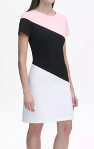 Scuba Crepe Diagonal Colorblock Shift Dress
