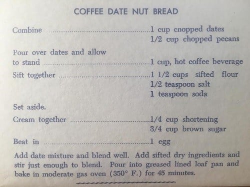 Coffee Date Nut Bread