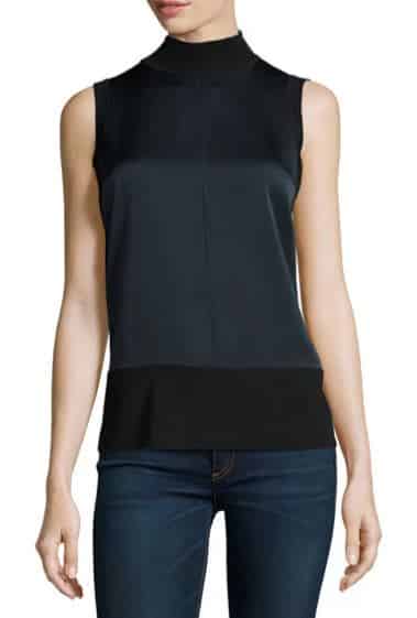 Darcie Mixed-Media Mock-Neck Tank