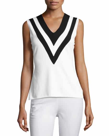 Daphne Striped Knit V-Neck Tank