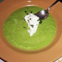 Chilled Pea Soup with Minted Mascarpone recipe
